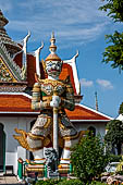 Bangkok Wat Arun - giant demons guarding the gate of the ubosot. These demons are the villains in the Ramakien drama, the Thai version of the Hindu Ramayana epic. 